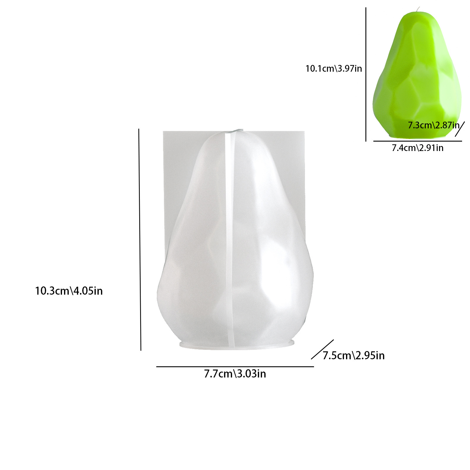 Resin Art Studio - Pear Candle Mold Diamond-Cut Resin Casting