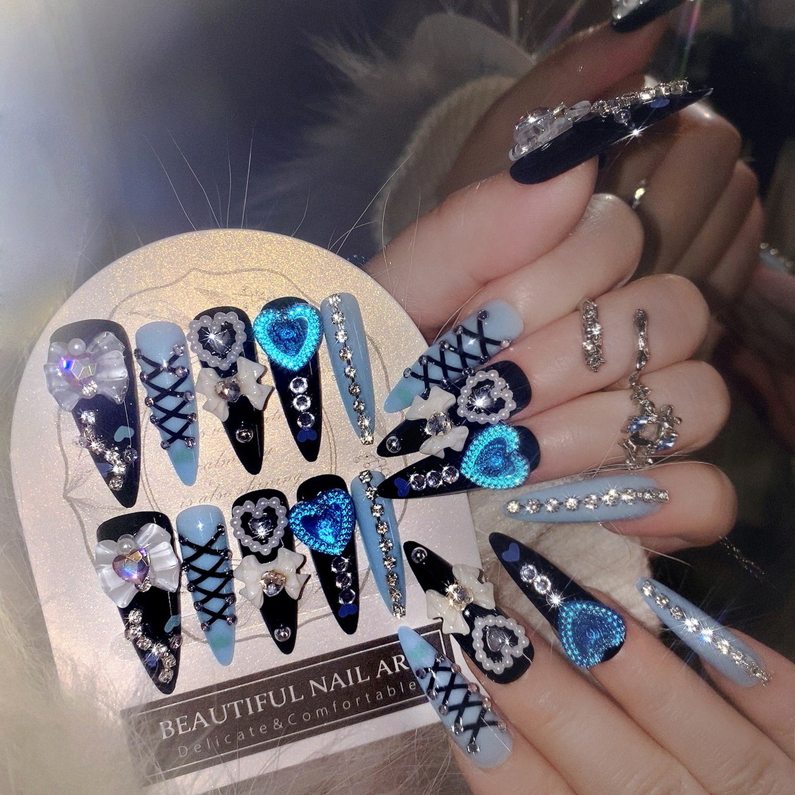 Resin Art And Deco - 24pcs 3D Bow Decor False Nails