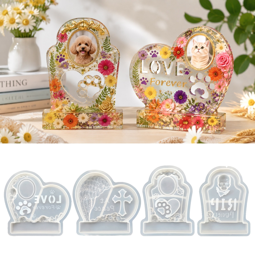 Resin Art Mould - S0304 Heart-Shaped Tombstone Memorial Picture Frame