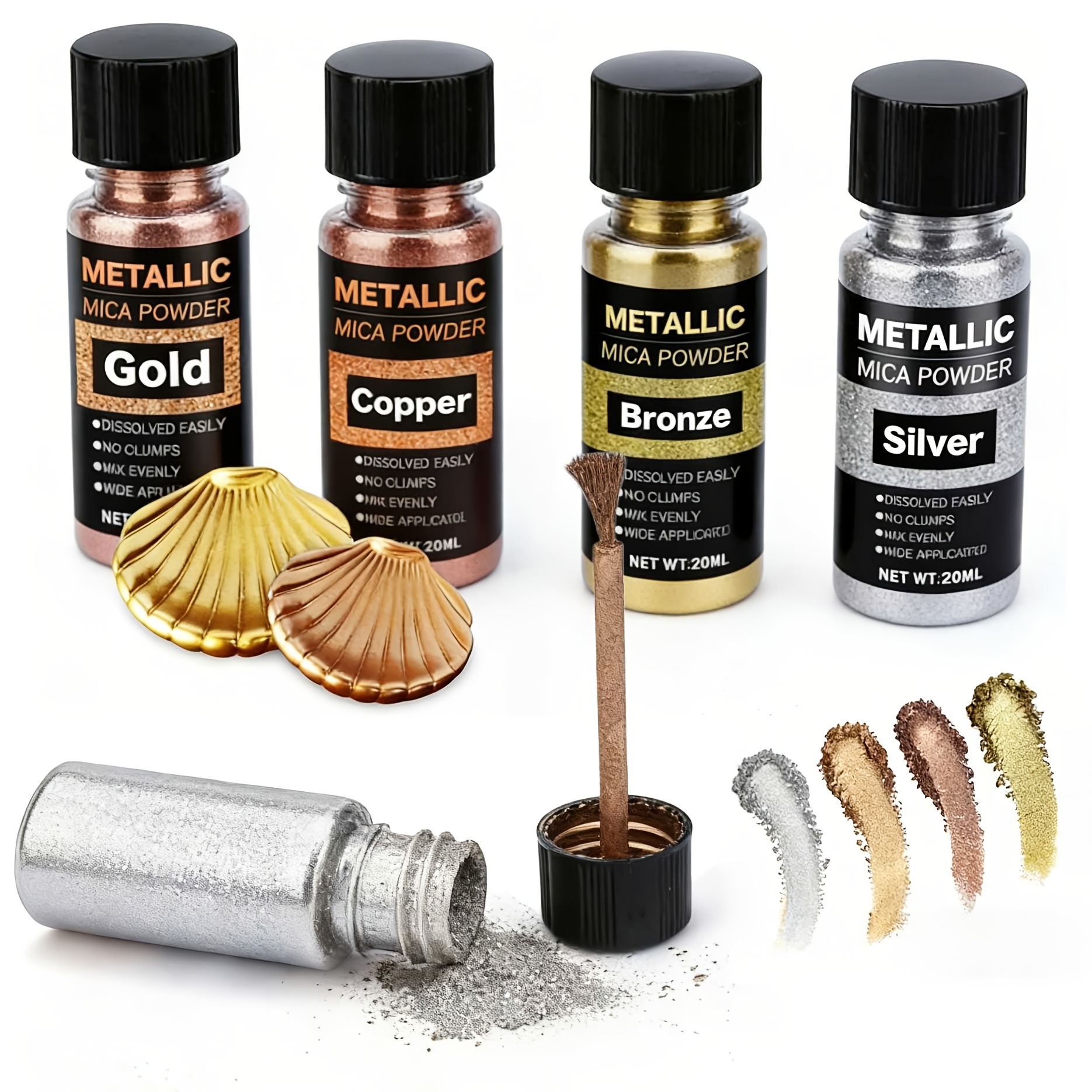 Resin Art Glue - Metallic Mica Powder, Brushed Bottle of