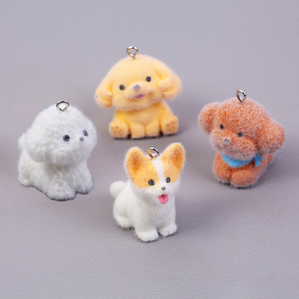 Resin Art Jewelry Kit - 10pcs Flocking Puppy Dog Resin Charms