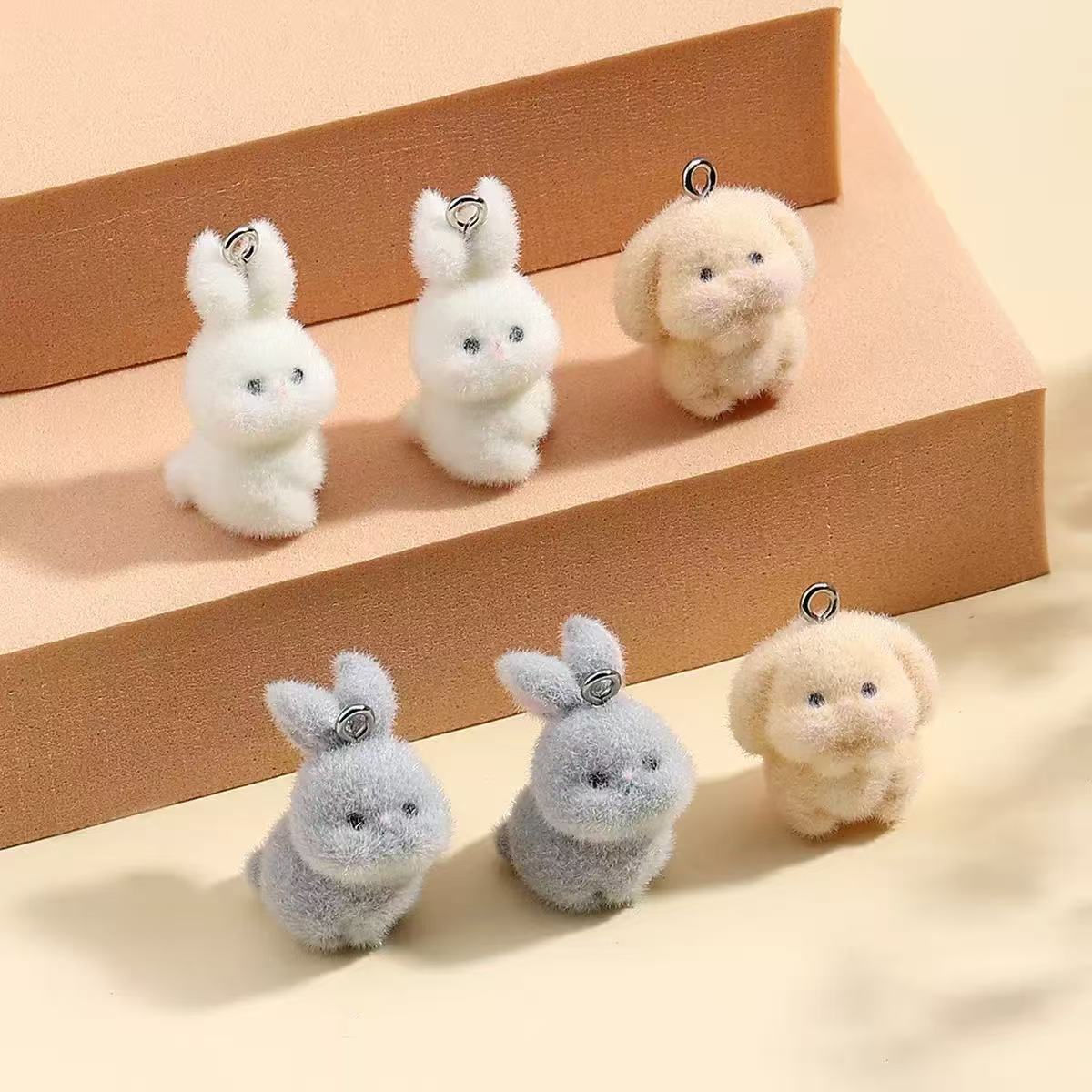 Resin Art Jewelry Kit - 10pcs Flocking Little Rabbit Resin Charms