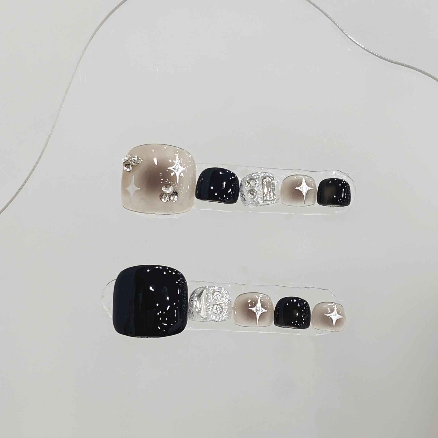 Resin Art And Deco - 10pcs Glossy Square Fake Toenails Handmade