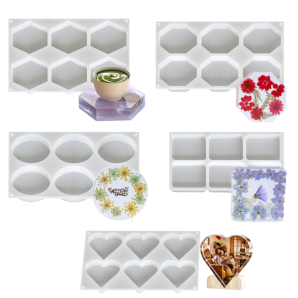 6 Holes Coaster Silicone Mold  - Resin Art Mould recension och pris