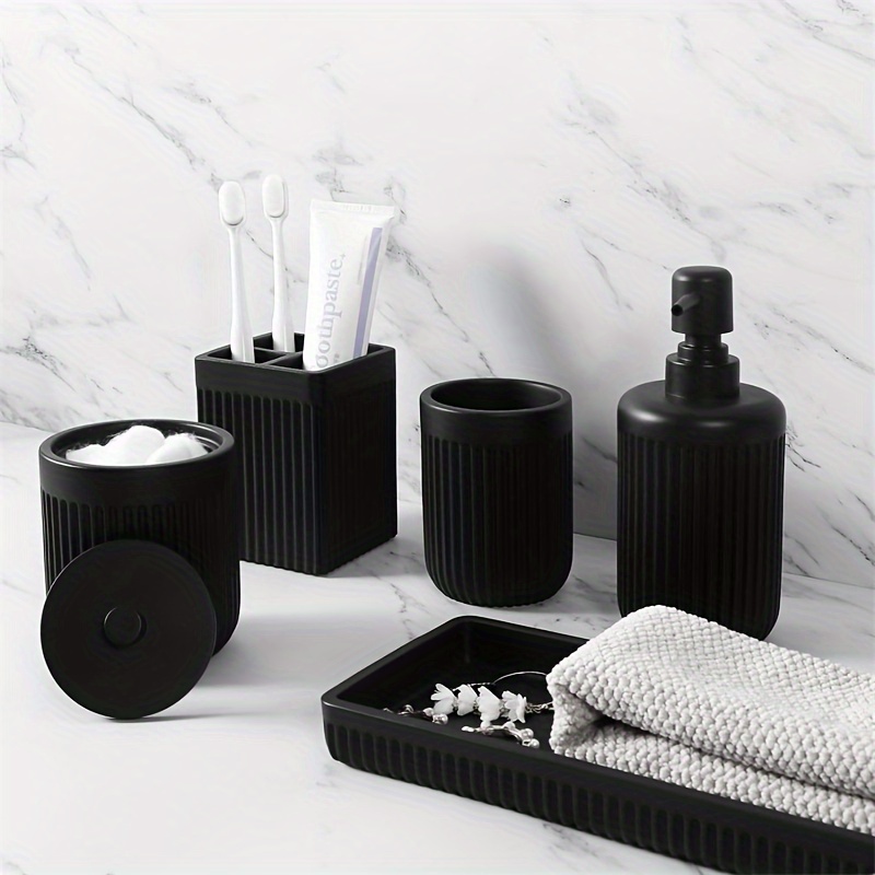 Matte Black Bathroom Accessori - Resin Art All recension och pris