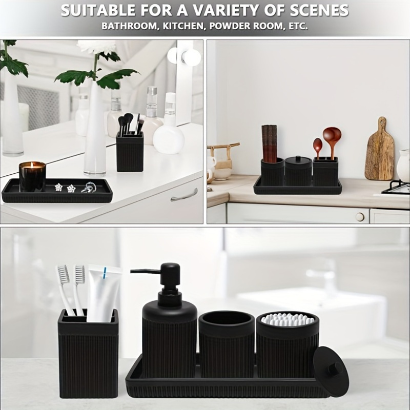 Matte Black Bathroom Accessori - Resin Art All recension och pris