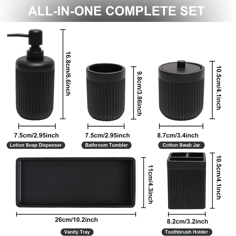 Matte Black Bathroom Accessori - Resin Art All recension och pris