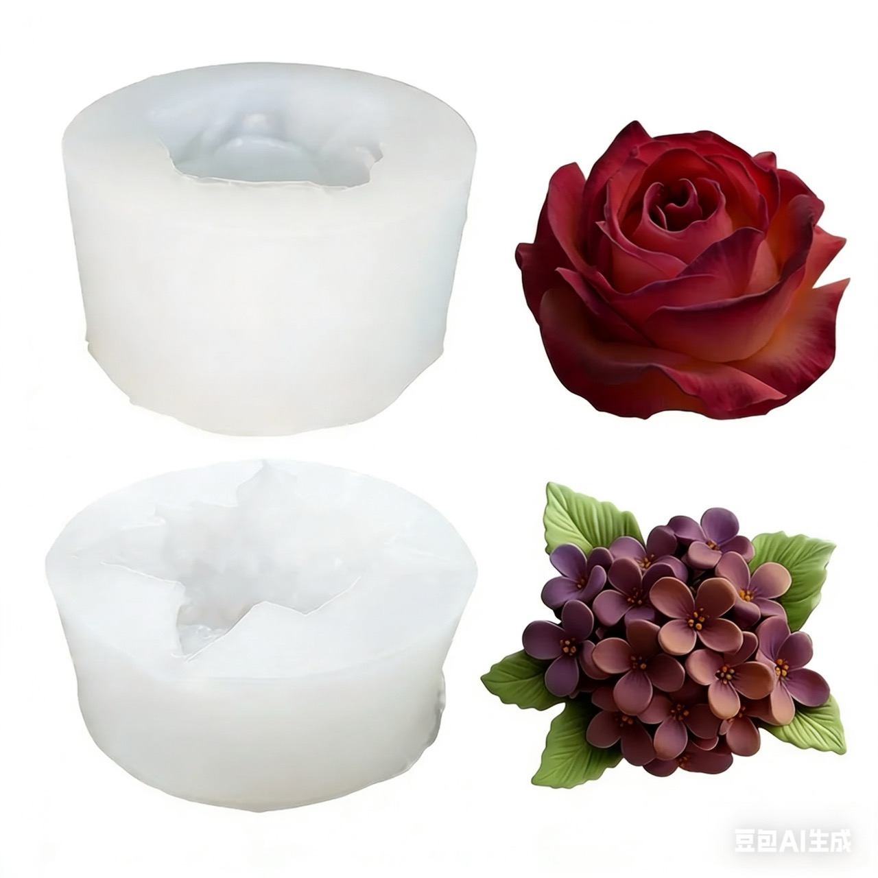 2-Piece 3D Rose and Lilac Sili - Resin Art All recension och pris