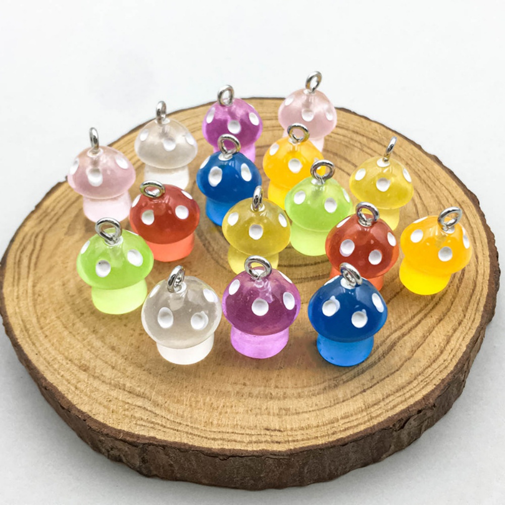 16pcs Luminous Mushroom Charms - Resin Art Jewelry Kit recension och pris