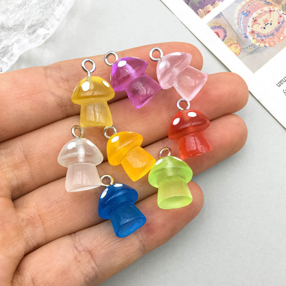 16pcs Luminous Mushroom Charms - Resin Art Jewelry Kit recension och pris