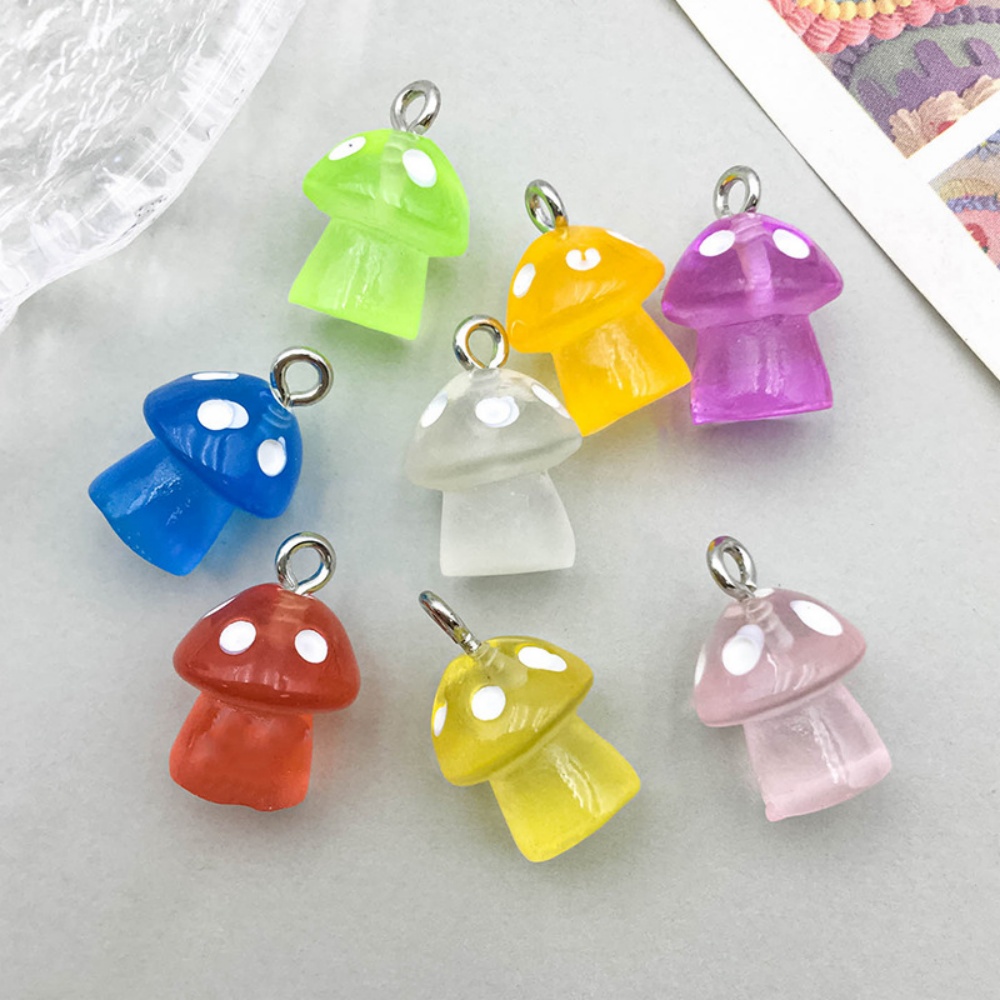 16pcs Luminous Mushroom Charms - Resin Art Jewelry Kit recension och pris