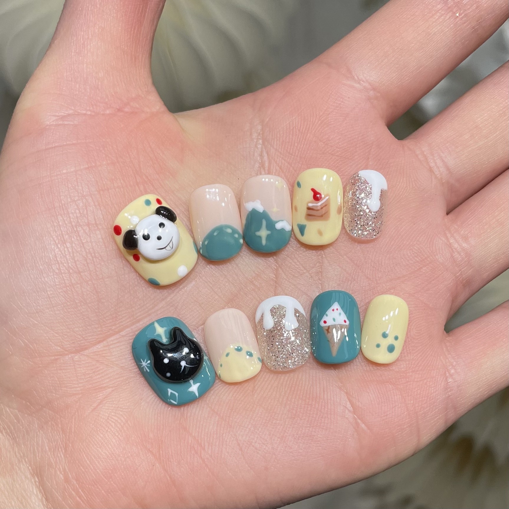 10Pcs Handmade Press On Nails  - Resin Art Glue recension och pris